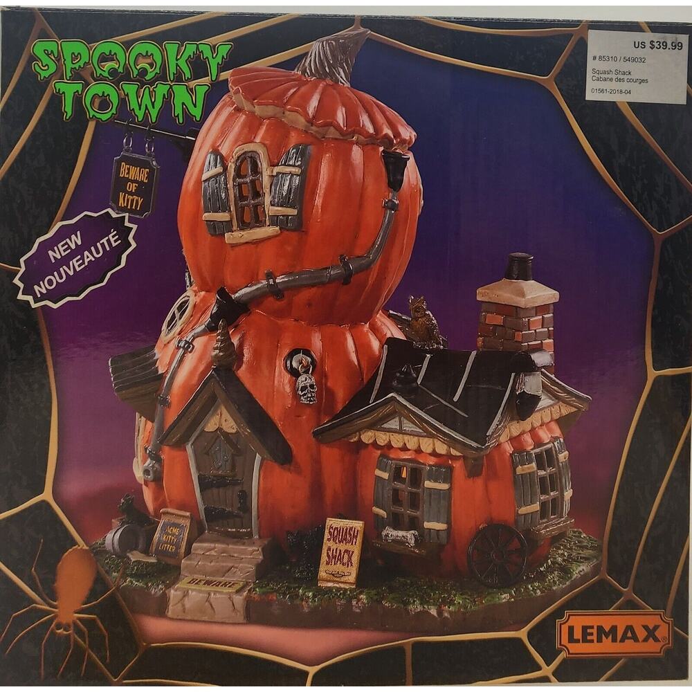 LEMAX SPOOKY TOWN 2018 SQUASH SHACK #85310 LIGHTED HALLOWEEN VILLAGE PUMPKIN